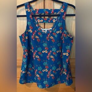 Collective Concepts Blue Floral Sleeveless Blouse Size Small